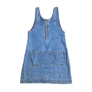 vintage zip up denim overall dress